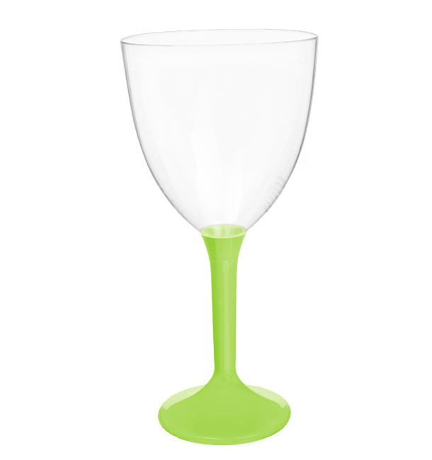 Plastic stamglas wijn limoengroen verwijderbare stam 300ml (200 stuks)