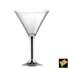 Plastic stamglas Cocktail zilver chroom 185ml 2P (20 stuks)