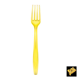 Plastic PS vork Premium geel 19cm (50 stuks)