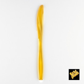 Plastic PS mes  Premium goud 19cm (50 stuks) 