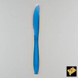 Plastic PS mes Premium blauw 19cm (50 stuks) 