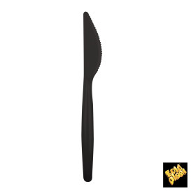 Plastic PS mes  "Easy" zwart 18,5cm (20 stuks) 