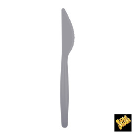 Plastic PS mes  "Easy" grijs 18,5cm (20 stuks) 