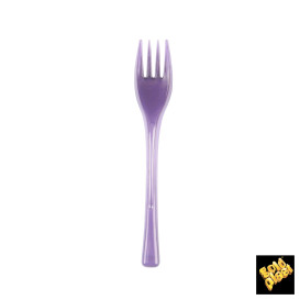 Plastic PS vork "Flen" lila transparant 14cm (3000 stuks)