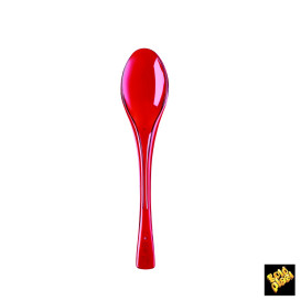 Plastic lepel PS "Flen" rood transparant 14,5cm (50 stuks) 