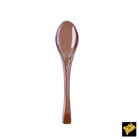 Plastic lepel PS "Flen" bruin transparant 14,5cm (3000 stuks)