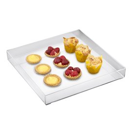 Plastic dienblad transparant 30x30cm (9 stuks)