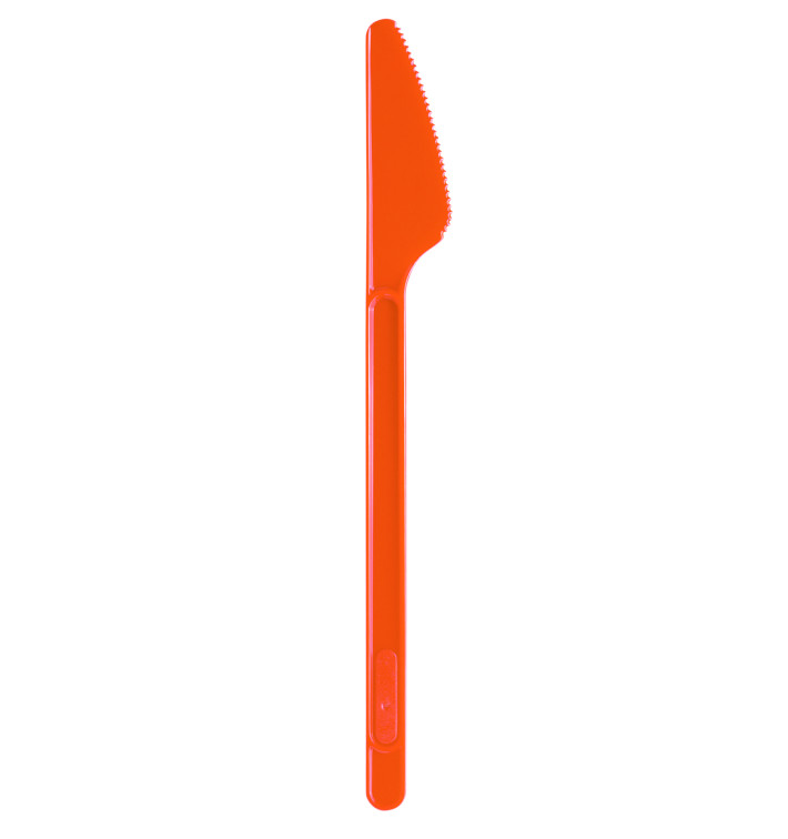 Plastic PS mes oranje 17,5cm (600 stuks) Plastic PS mes oranje 17,5cm (600 stuks)