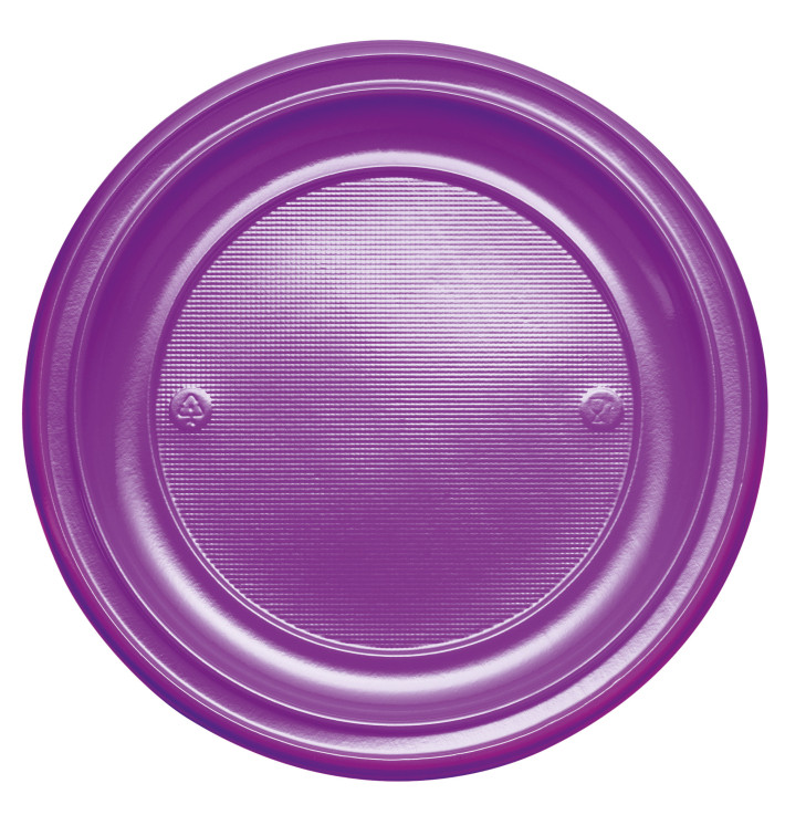Plastic bord PS Plat paars Ø22 cm (30 stuks) Plastic bord PS Plat paars Ø22 cm (30 stuks)