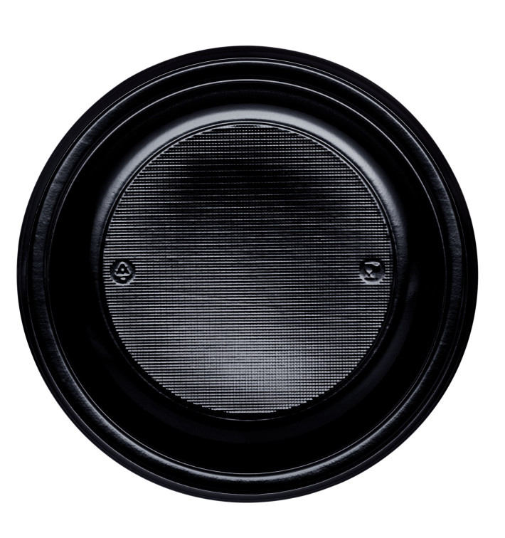 Plastic bord PS Plat zwart Ø22 cm (780 stuks) Plastic bord PS Plat zwart Ø22 cm (780 stuks)