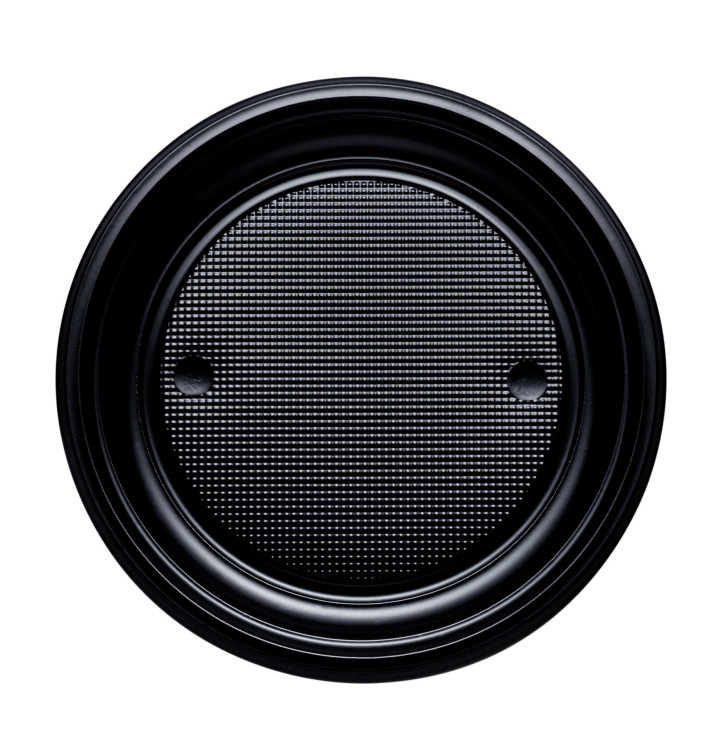 Plastic bord PS Plat zwart Ø17 cm (1100 stuks) Plastic bord PS Plat zwart Ø17 cm (1100 stuks)
