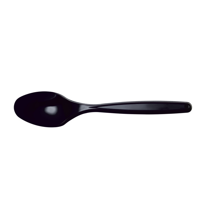 Plastic PS thee lepel zwart 12cm (40 stuks) Plastic PS thee lepel zwart 12cm (40 stuks)