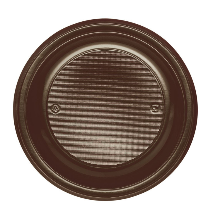 Plastic bord PS Plat chocolade Ø22 cm (780 stuks) Plastic bord PS Plat chocolade Ø22 cm (780 stuks)