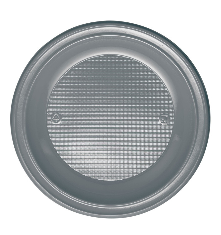 Plastic bord PS Diep zilver Ø22 cm (600 stuks) Plastic bord PS Diep zilver Ø22 cm (600 stuks)
