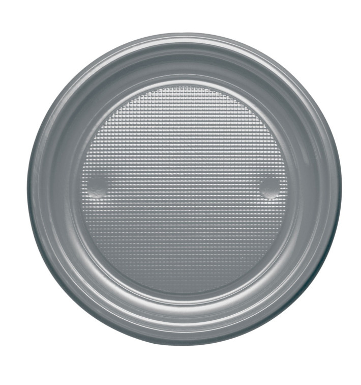 Plastic bord PS Plat zilver Ø17 cm (50 stuks) Plastic bord PS Plat zilver Ø17 cm (50 stuks)