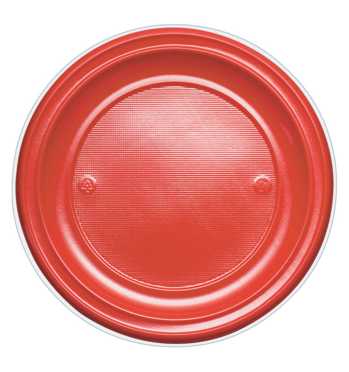 Plastic bord PS Plat rood Ø22 cm (780 stuks)