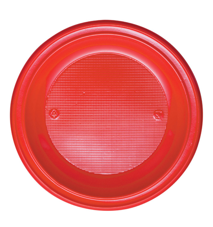 Plastic bord PS Diep rood Ø22 cm (600 stuks)