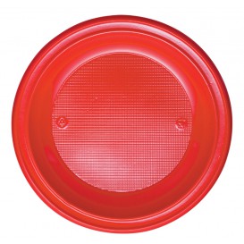 Plastic bord PS Diep rood Ø22 cm (30 stuks) 