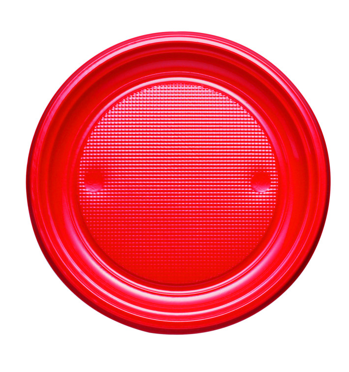 Plastic bord PS Plat rood Ø17 cm (50 stuks) Plastic bord PS Plat rood Ø17 cm (50 stuks)