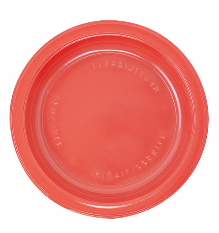 Plastic bord PS Plat rood Ø17 cm (1100 stuks)