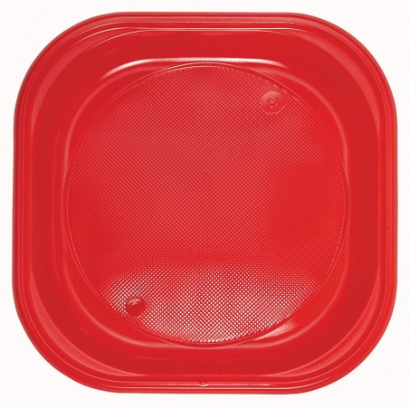 Herbruikbare bord PS Vierkant rood 200x200mm (250 stuks)
