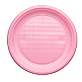 Plastic bord PS Plat roze Ø17 cm (1100 stuks)