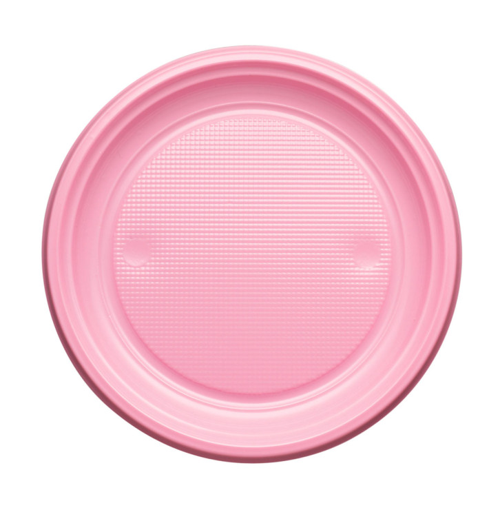 Plastic bord PS Plat roze Ø17 cm (1100 stuks) Plastic bord PS Plat roze Ø17 cm (1100 stuks)