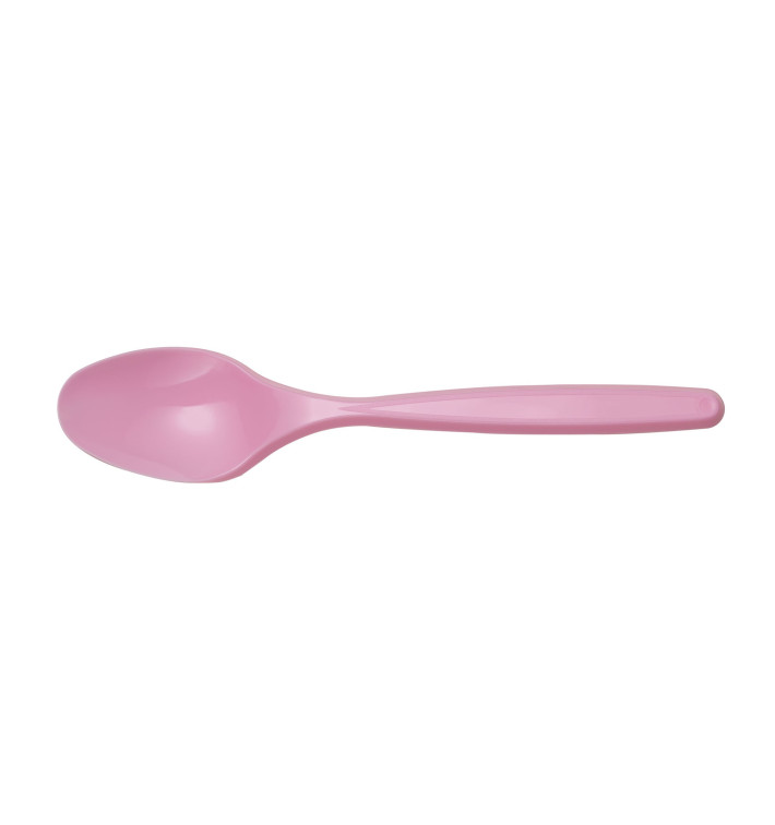 Plastic PS thee lepel roze 12cm (40 stuks) Plastic PS thee lepel roze 12cm (40 stuks)