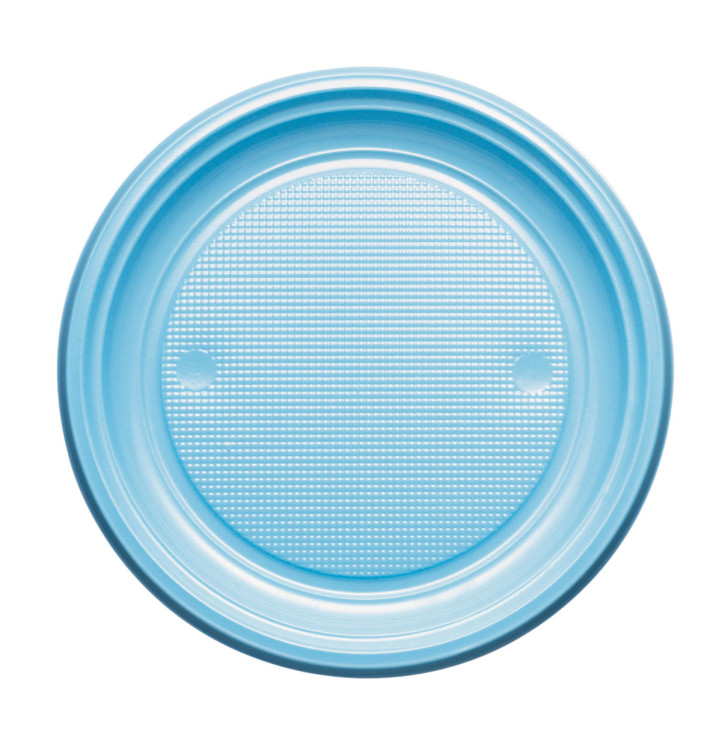 Plastic bord PS Plat lichtblauw Ø17 cm (1100 stuks) Plastic bord PS Plat lichtblauw Ø17 cm (1100 stuks)
