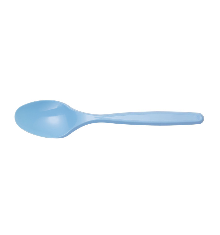 Plastic PS thee lepel lichtblauw 12cm (40 stuks) Plastic PS thee lepel lichtblauw 12cm (40 stuks)