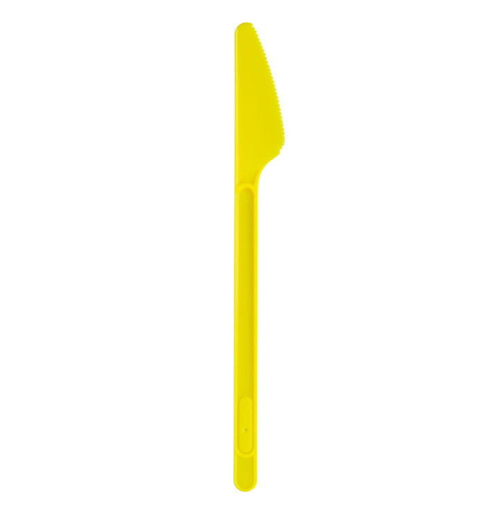 Plastic PS mes geel 17,5cm (20 stuks) Plastic PS mes geel 17,5cm (20 stuks)