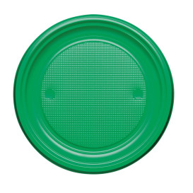 Plastic bord PS Plat groen Ø17 cm (50 stuks) 