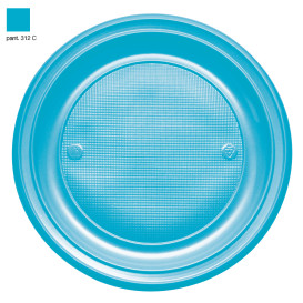 Plastic bord PS Plat turkoois Ø22 cm (30 stuks) 