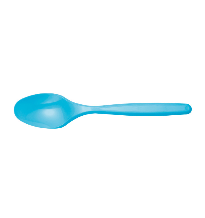 Plastic PS thee lepel turkoois 12cm (40 stuks) Plastic PS thee lepel turkoois 12cm (40 stuks)