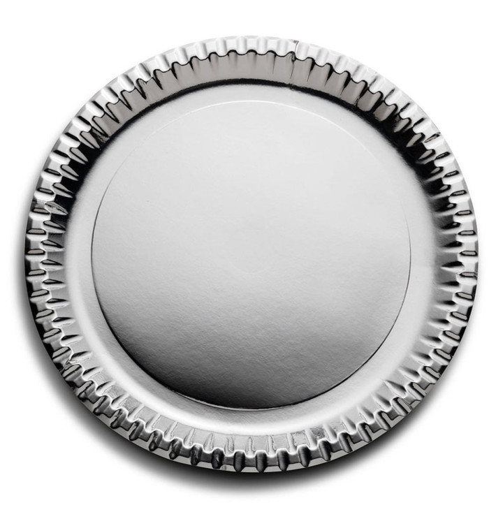 Papieren bord Rond vormig "Party" zilver Ø29cm (60 stuks) Papieren bord Rond vormig "Party" zilver Ø29cm (60 stuks)