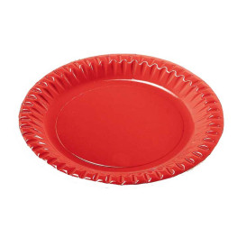 Papieren bord Rond vormig "Party" rood 18cm (300 stuks)