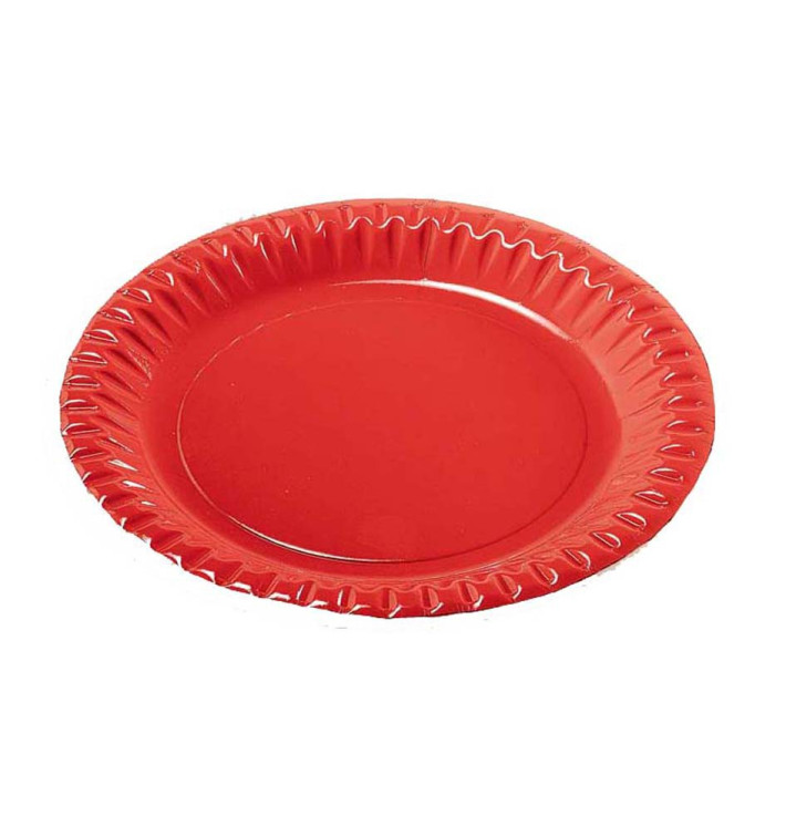 Papieren bord Rond vormig "Party" rood 23cm (300 stuks) Papieren bord Rond vormig "Party" rood 23cm (300 stuks)