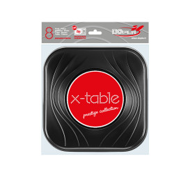 Plastic bord PP "X-Table" Vierkant zwart 23 cm (120 stuks)