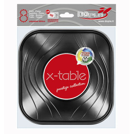 Plastic Kom PP Vierkant "X-Table" zwart 18x18cm (8 stuks) 