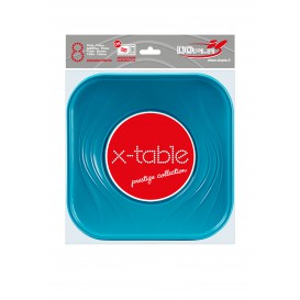 Plastic bord PP "X-Table" Vierkant turkoois 23 cm (120 stuks)