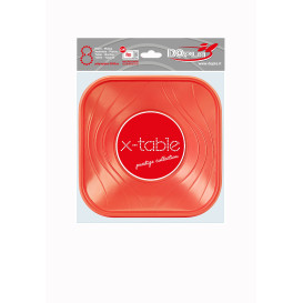 Plastic bord PP "X-Table" Vierkant oranje 18 cm (120 stuks)