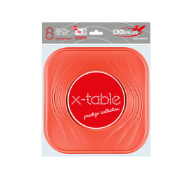 Plastic bord PP "X-Table" Vierkant oranje 23 cm (8 stuks) 