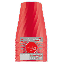 Plastic PP beker "X-Table" rood 320ml (128 stuks)