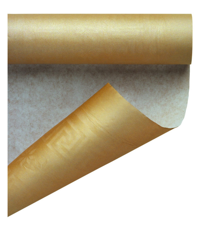 Papieren tafelkleed rol goud 1,2x7m (1 stuk) Papieren tafelkleed rol goud 1,2x7m (1 stuk)