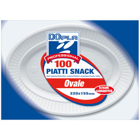 Plastic bord PS Ovaal vormig Plat wit (100 stuks) 