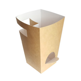 Papieren doos voor etenswaren voor Churros met beker houder kraft 7,8x7,8x17,9cm (25 stuks) 