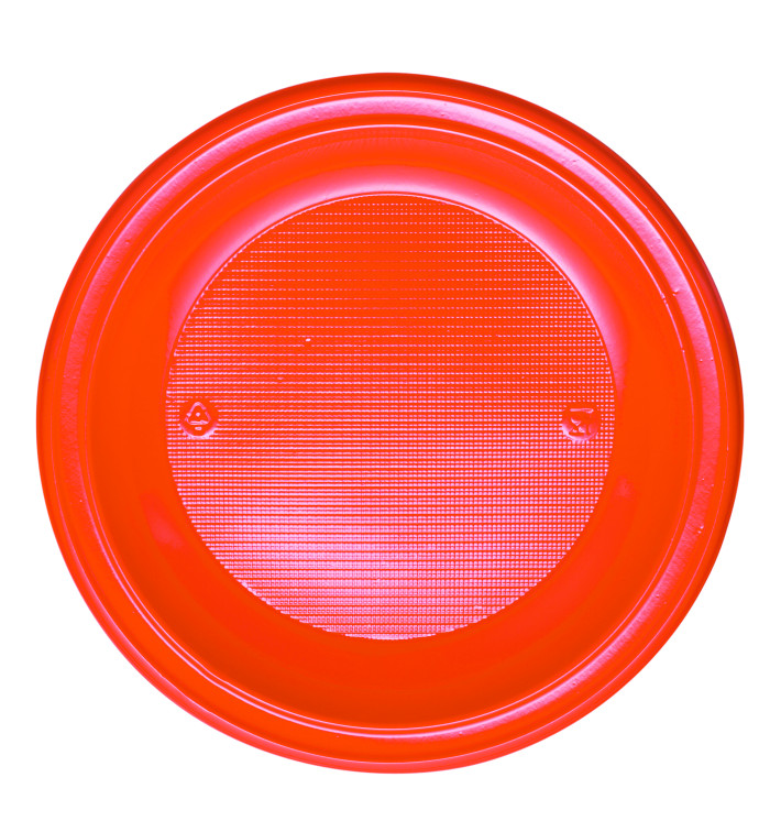 Plastic bord PS Diep oranje Ø22 cm (600 stuks) Plastic bord PS Diep oranje Ø22 cm (600 stuks)