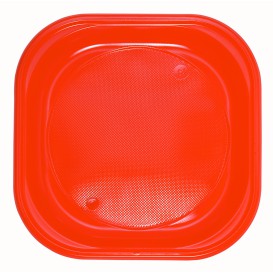 Plastic bord PS Vierkant oranje 20x20 cm (720 stuks)