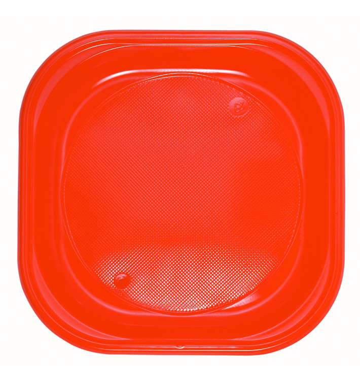 Plastic bord PS Vierkant oranje 20x20 cm (720 stuks) Plastic bord PS Vierkant oranje 20x20 cm (720 stuks)