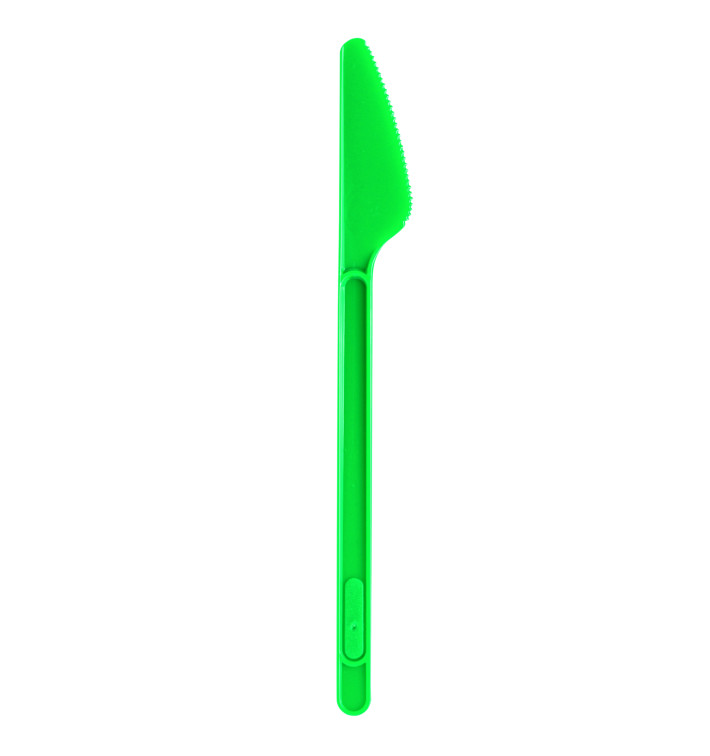 Plastic PS mes groen 17,5cm (20 stuks) 